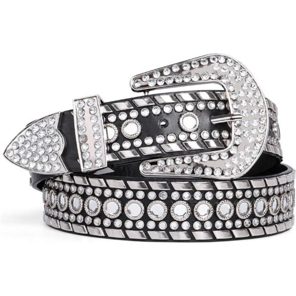 Rhinestone Belt for Men Women Western Cowboy Cowgirl Bling Studded